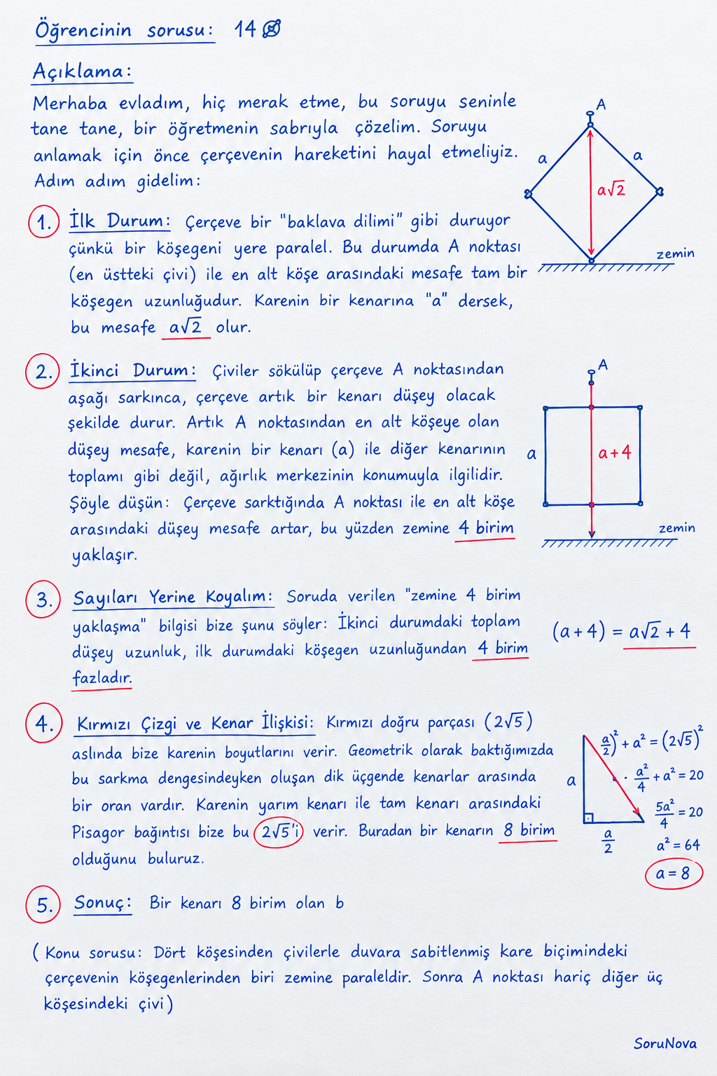 Geometri Kare Çerçeve ve Alan Hesaplama Sorusu — "14" sorusunun resimli açıklaması