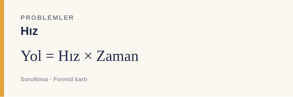 Hız: Yol = Hız × Zaman
