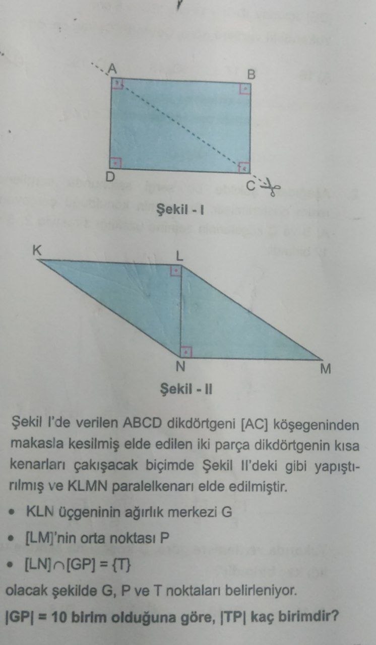 Paralelkenar ve Üçgende Ağırlık Merkezi Sorusunun Çözümü görseli