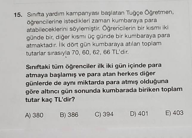 Kumbarada Biriken Toplam Para Problemi Çözümü soru görseli