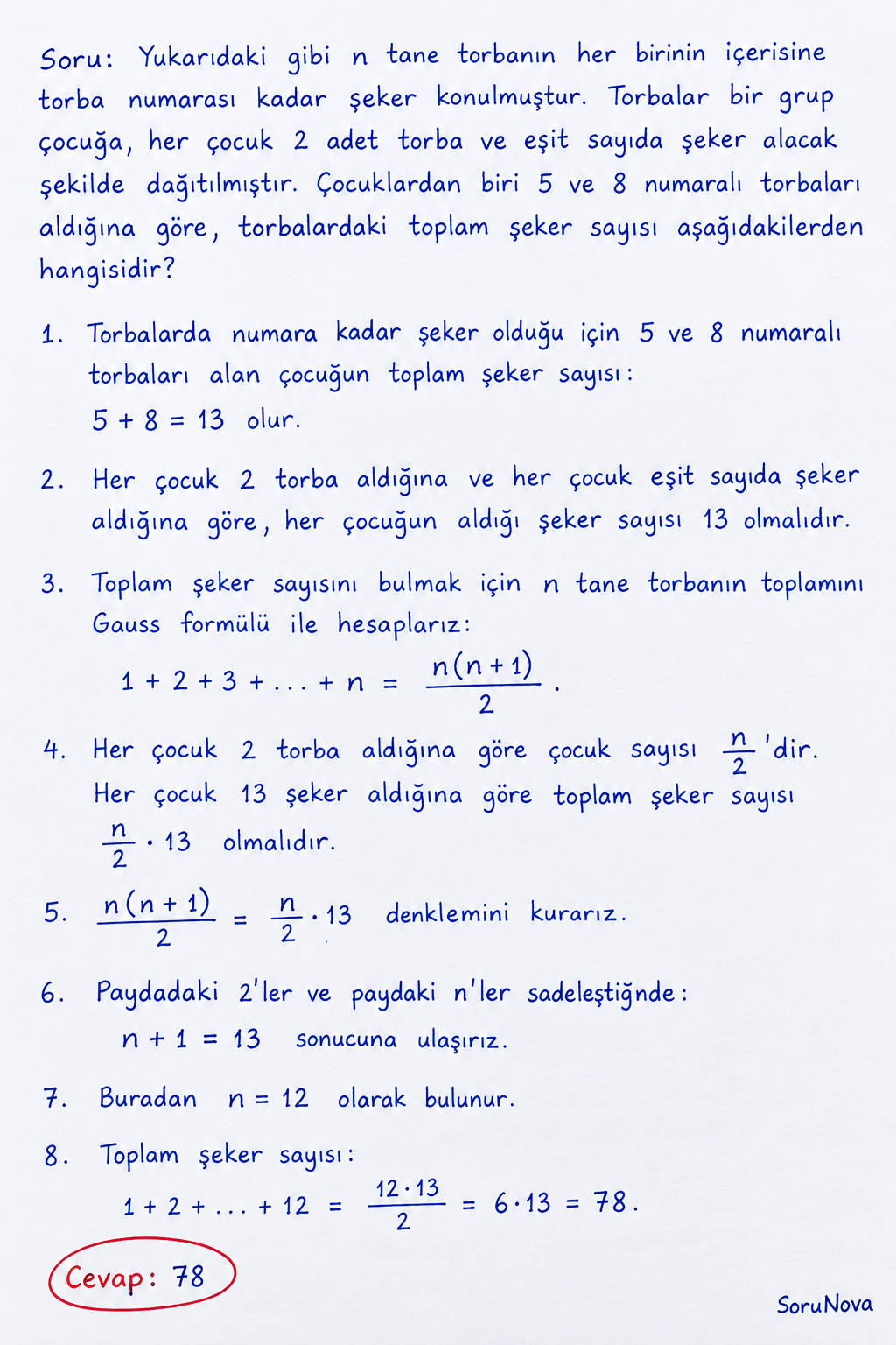 Ardışık Sayılar ve Gruplandırma Problemi Çözümü adım adım çözümü